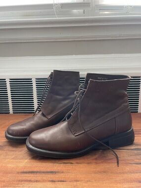 BASS Brown Leather Lace-Up Ankle Boots